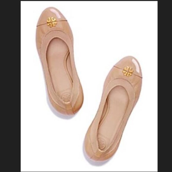 Tory Burch Women's Jolie Leather Cap Toe Wedge Pump Tory Beige Size 9 M - Picture 1 of 6